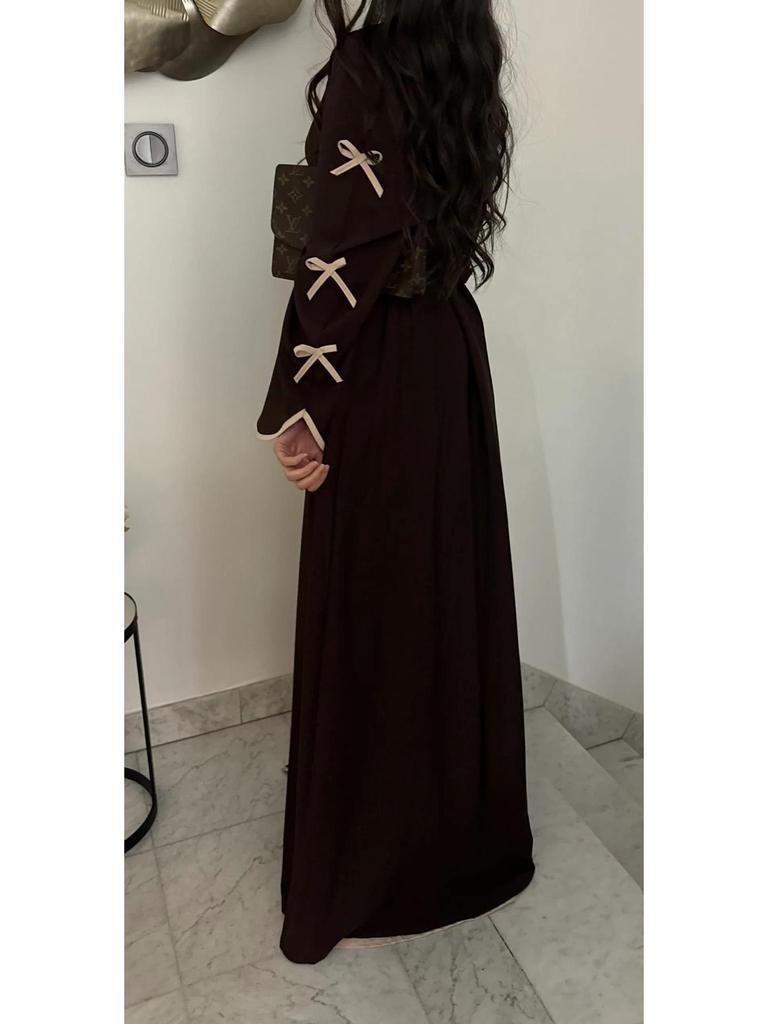 Pure Beauty Bow Long Robe Dress Abaya - Loriya 2025, Europe, America & Middle East Style, Model LR962