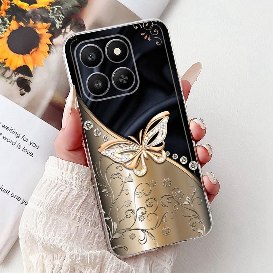 Weiche dünne transparente Silikonhülle für Huawei Honor 400 Smart Funda Honor X7D Katze Rose Blume Drache Mode Stoßfester Stoßfänger