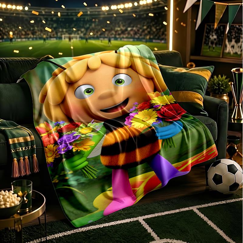 Bee Adventure Maya Throws Blanket Flannel Blankets Plush for Couch Bed Gifts for Men Women Travel Picnic Blanket Christmas Fan Gifts