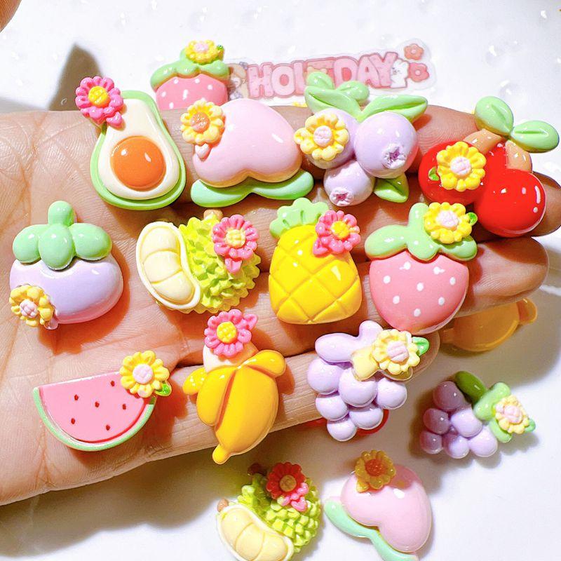 10Pcs New Cute Watermelon, Strawberry, Grape, Cherry Fruit Flat Back Resin Scrapbooking DIY Jewelry Craft Decoration Accessorie
