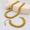 18K Goldplattierter Titanstahl Geflochtene Halskette Armband - Damen Cross-border Hip Hop Schlüsselbein Kette mit Vakuum Farbhaltigkeit