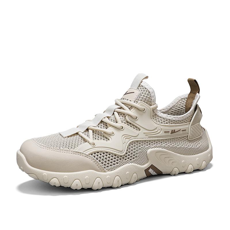Warrior Stylish Minimalist Trendy Versatile Daily Commuting Lightweight Breathable Slip-Resistant Low-Top Casual Shoes Men sneakers Beige WXY-L725C01