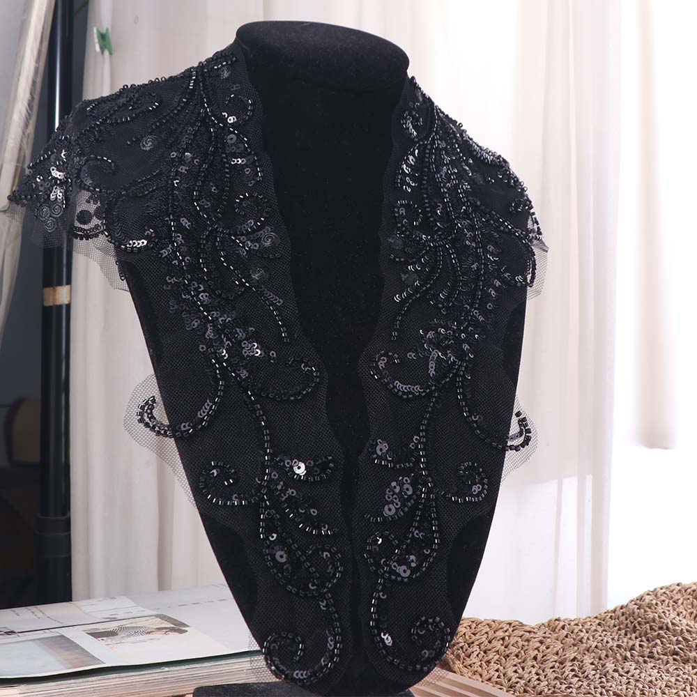 Lace Trim Flower Rhinestone Patch Elegant Embroidery Sewing Patch  Bodice Embellishment