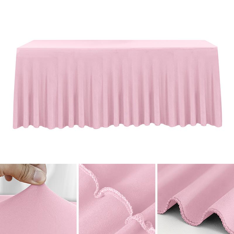 Spandex Rectangle Table Skirts 4/5/6/8ft Fitted Table Cover Wrinkle Resistant Cloth for Hotel Wedding Anniversary Party Decor