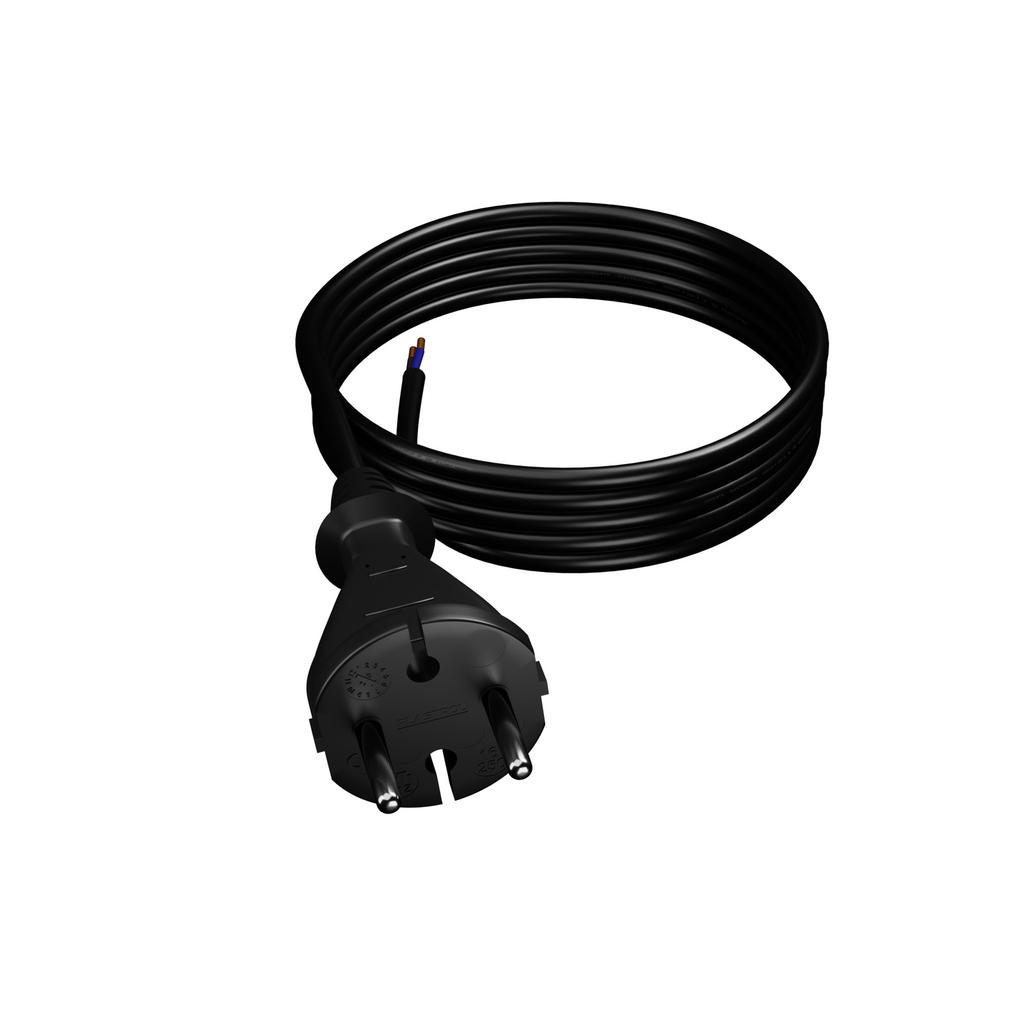 Rubber Power Cable with Straight Plug 3M 2X1Mm2 Type E 16A H07Rn-F