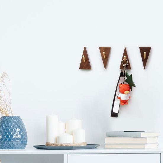 Yousheng Dreieckiger Holzwandhaken Holzbasis Metallhaken Rustikaler Wandhaken Kleiderhaken für Hauseingang Wohnzimmer Schlafzimmer
