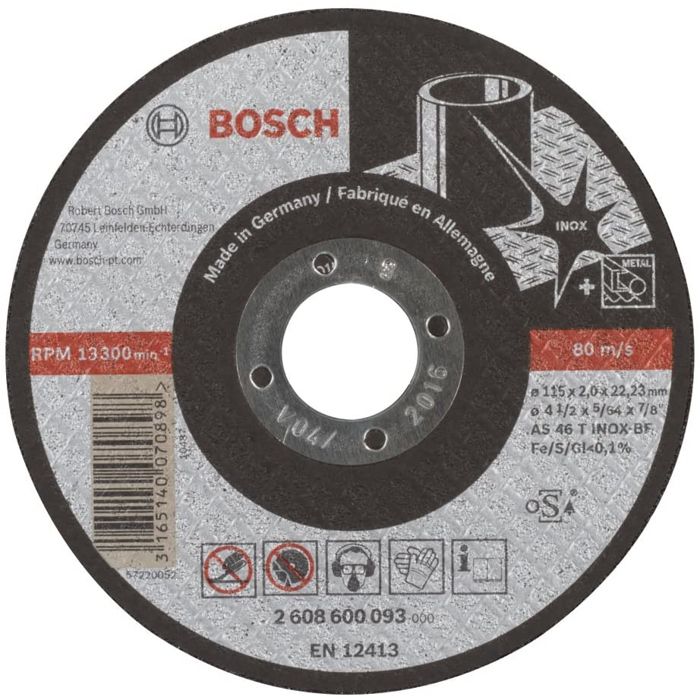 Disque à tronçonner - Bosch - 2608600093 - 115 mm - Oxyde d'aluminium - 1 pc(s)