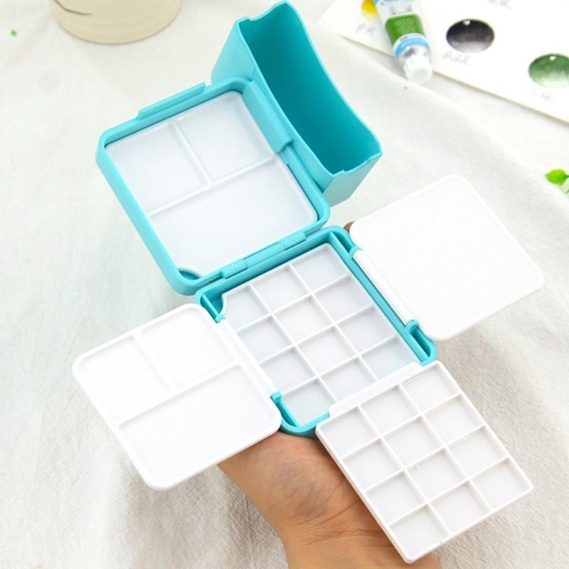 Leere Aquarellbox, leere Aquarellfarbenpalette, Reise-Aquarellpalette mit Palette, Zeichenzubehör