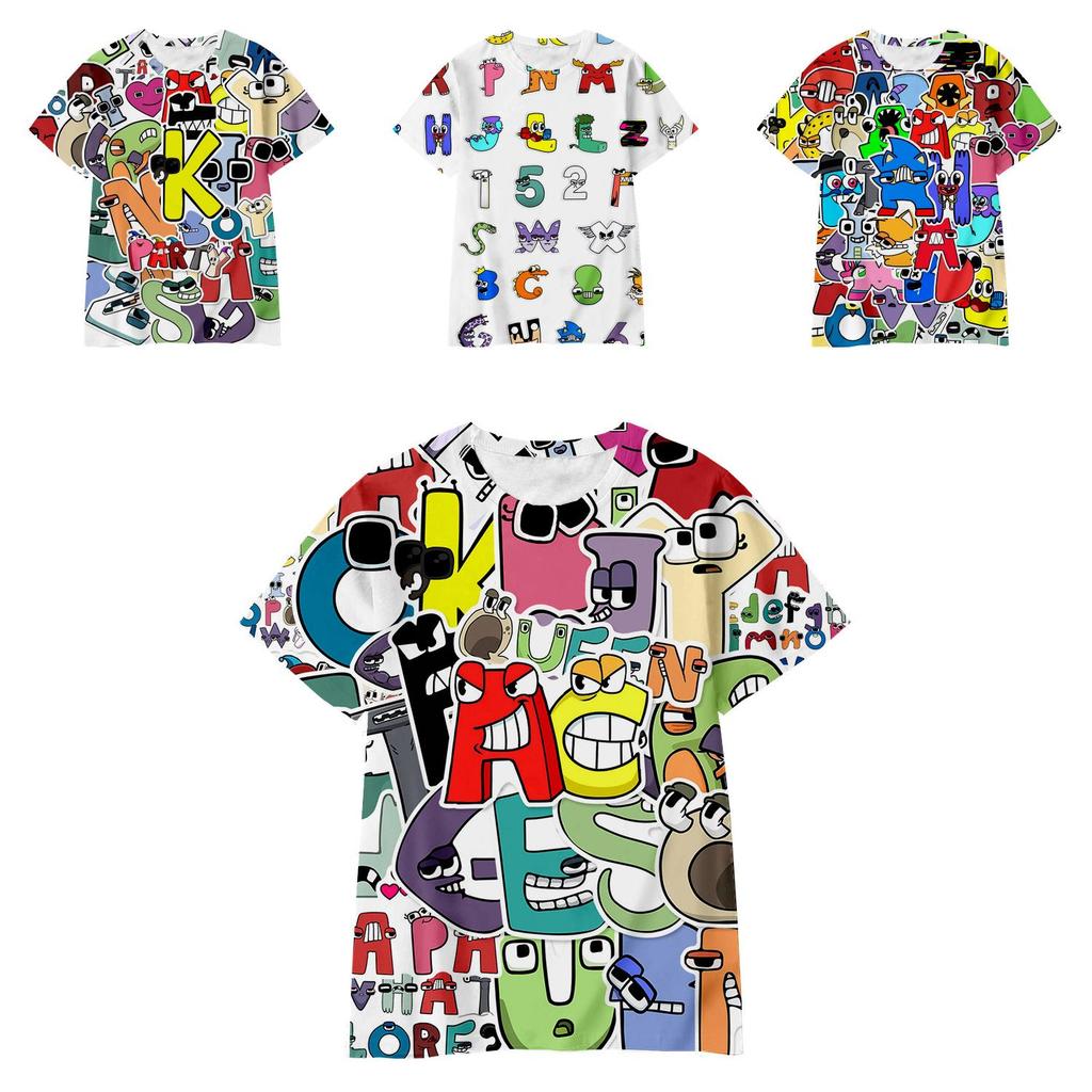 T-shirt Casual Unisex Alphabet Lore Cosplay Top Per Bambini