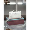 19cm Top Grain Leather Crossbody Bag Small Box Cosmetic Gold Clasp