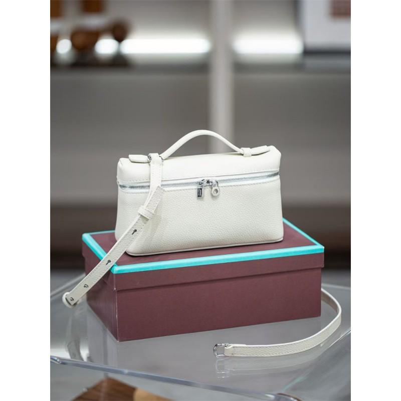 19cm Top Grain Leather Crossbody Bag Small Box Cosmetic Gold Clasp