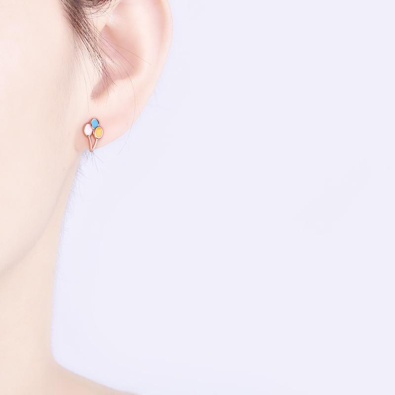 Enamel Drip Earrings Fresh Sweet Temperament Pink Earrings Confession Love Balloon Earrings