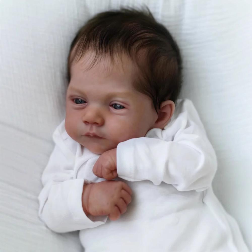 Lebensechte 20 Zoll Reborn Babypuppe Weicher Stoffkörper PP Baumwolle Neugeborenenpuppe Realistisches Aussehen 3D Hohe Farbmalerei Hautsimulation Puppen für Kinder Spielzeug