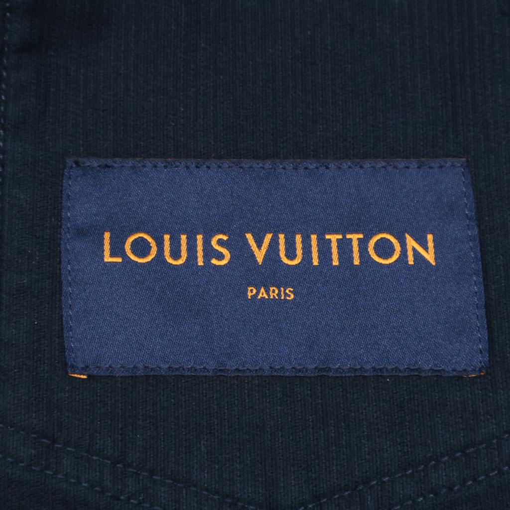 Louis Vuitton Authentic Japanese Domestic Model HFA03WHWY Gold Button Leather Patch Corduroy Coverall Jacket 44 Dark navyUsed