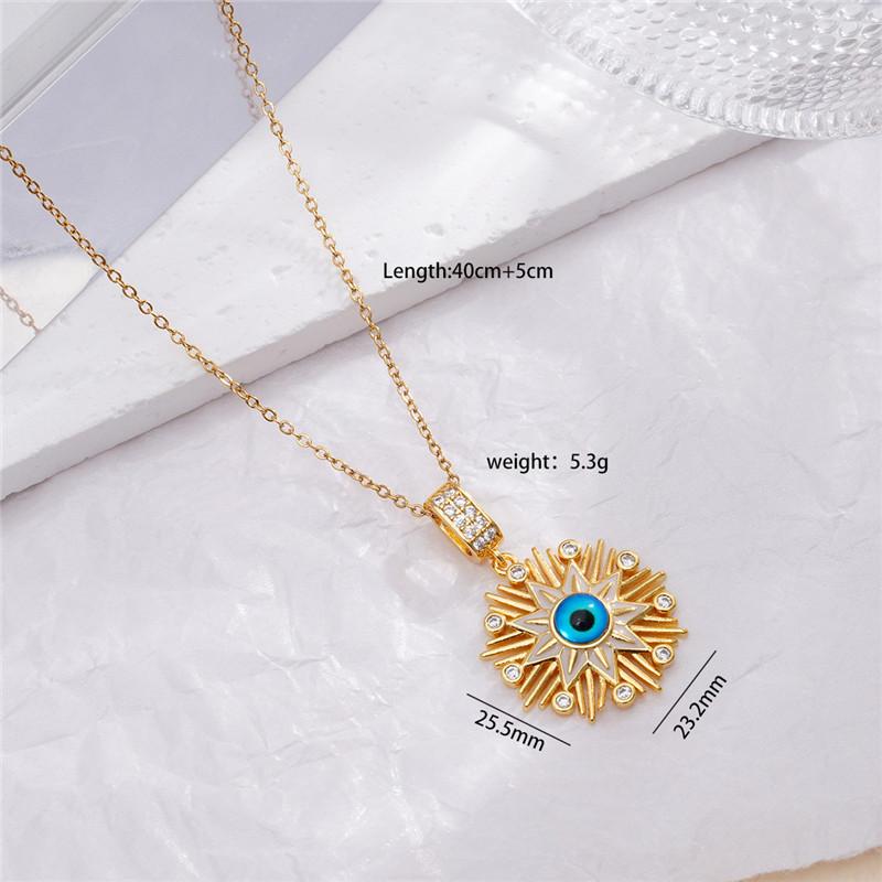 Fashion Hamsa Evil Eye Zircon Pendant Necklace Stainless Steel Chains High Grade Geometric Choker Jewelry Gifts For Women Girls