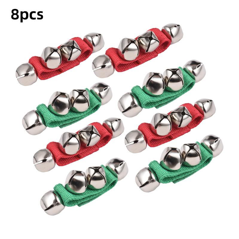 8pcs Jingle Bells Wrist Bells Musical Instrument Christmas Wrist Bell Percussion Music Rhythm for School Music Parties Favors