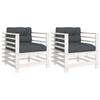 VidaXL Garden Chairs and Cushions Set of 2 White Solid Pine Wood 825675