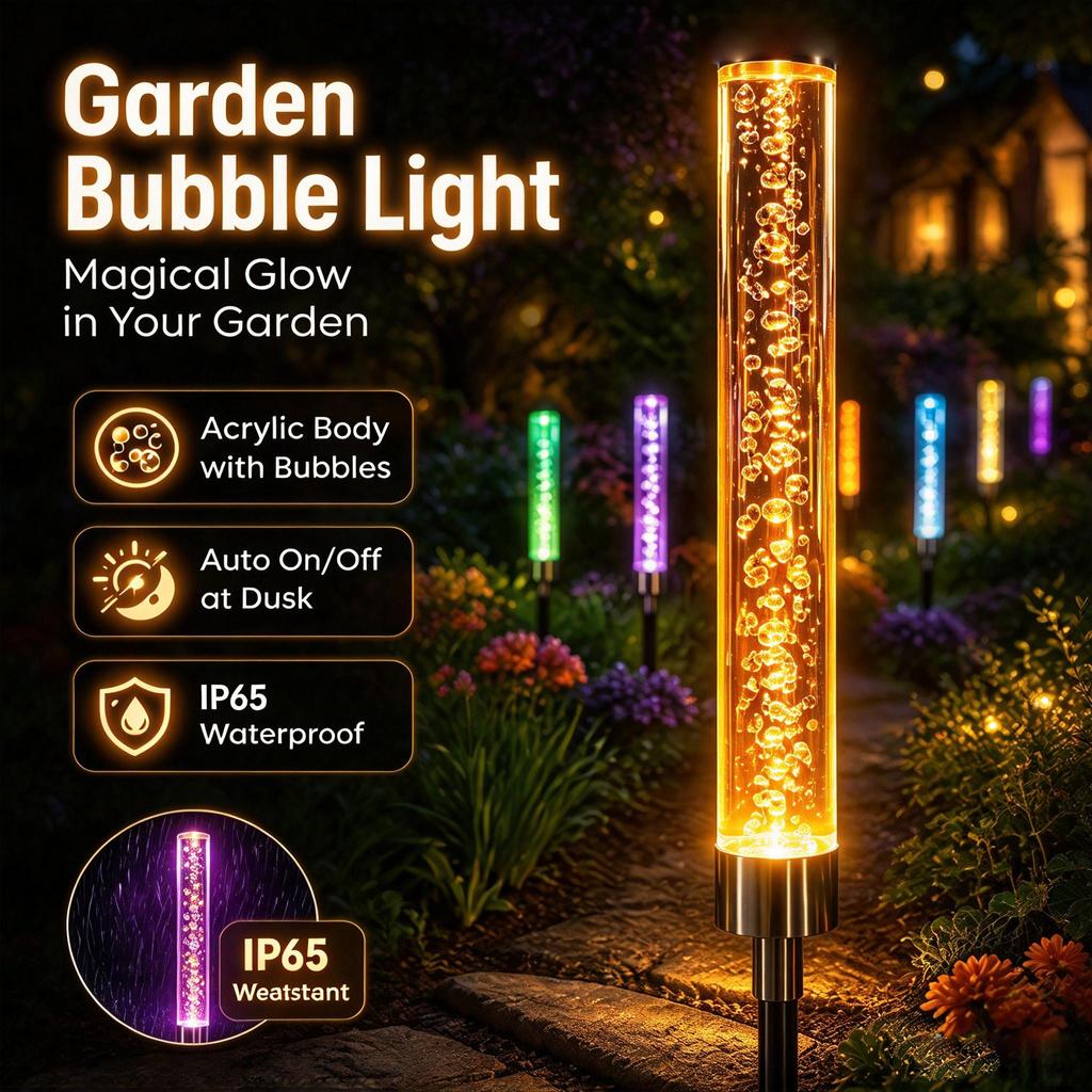 Bâton Lumineux à Bulles Solaire, RVB, Acrylique, Lampe de Paysage de Jardin