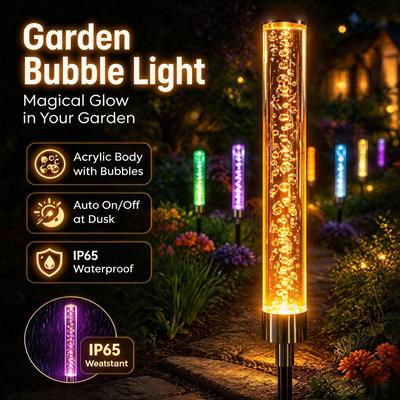 Güneş Enerjili Baloncuklu Çubuk Işık, RGB, Akrilik, Bahçe Peyzaj Lambası
