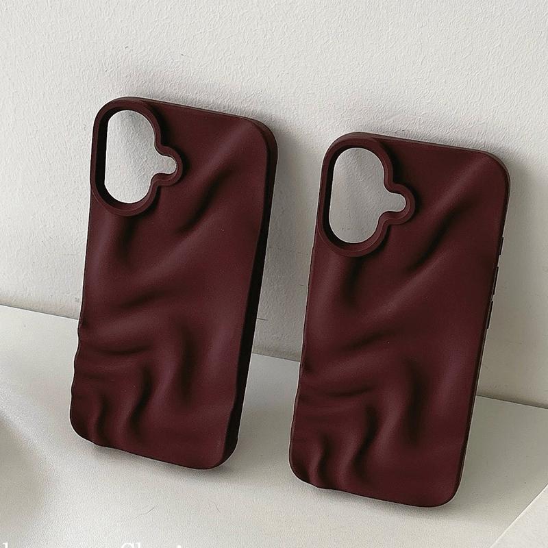 Stilvolle Weinrote Unregelmäßige Wasserwellen 3D Handyhülle Für Für Iphone 17 Air 16 1 14 13 12 11 Pro Max Weiche Silikon-Rückseite