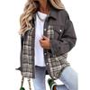 Denim Jacket, Long Sleeved, Checkered, Button Up, Shirt, Jacket Top