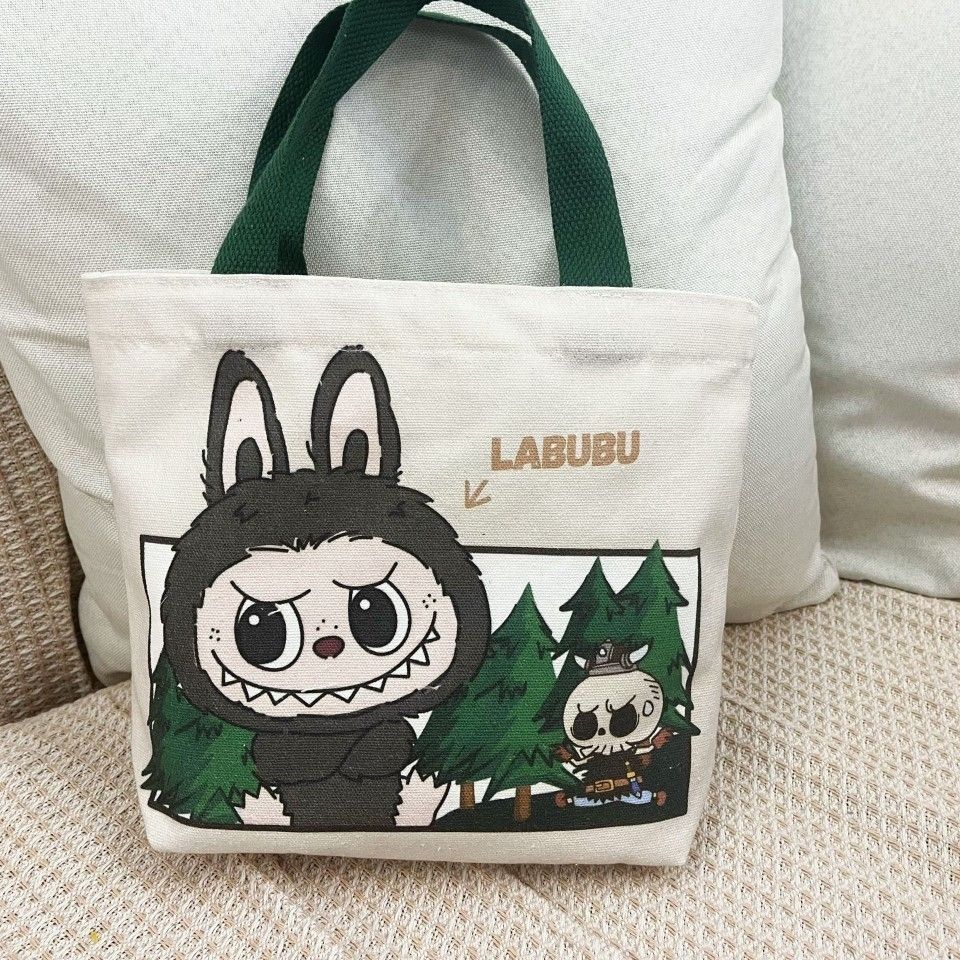 labubu small bag canvas bag is portable and cute carrying bag small canvas bag shopping bag