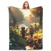 Cartoon Mines Pixel Game Crafts Flannel Blanket Super Warm Throw Blanket for Home Decor Decorative Street Trend Bedspread