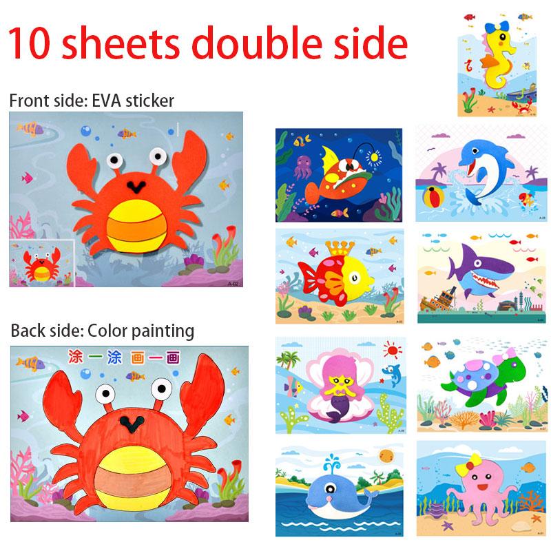 5-20 Pezzi Nuovo Puzzle Gioco Adesivo 3D in Schiuma EVA Giocattoli Educativi per l'Apprendimento di Animali Cartoni Animati Fai da Te Per Bambini Bambine Multi-disegni Stili