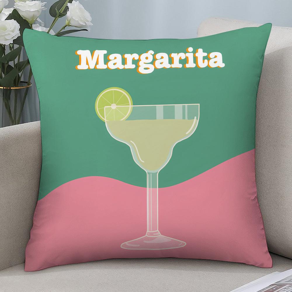 Margarita Cocktail Art Pillow Case Short Plush Pillow Covers Sofa Decorative Gift Home Double-sided Printing Cushion Cover