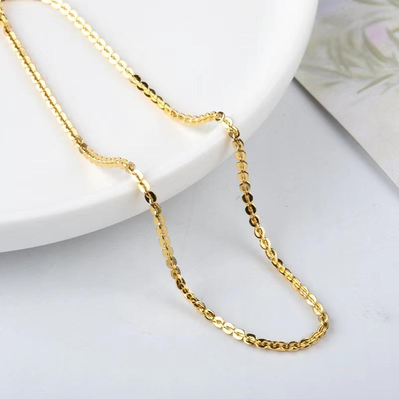 

Korean Oval Titanium Steel Clavicle Necklace - Women s Minimalist Non-Fading Chain