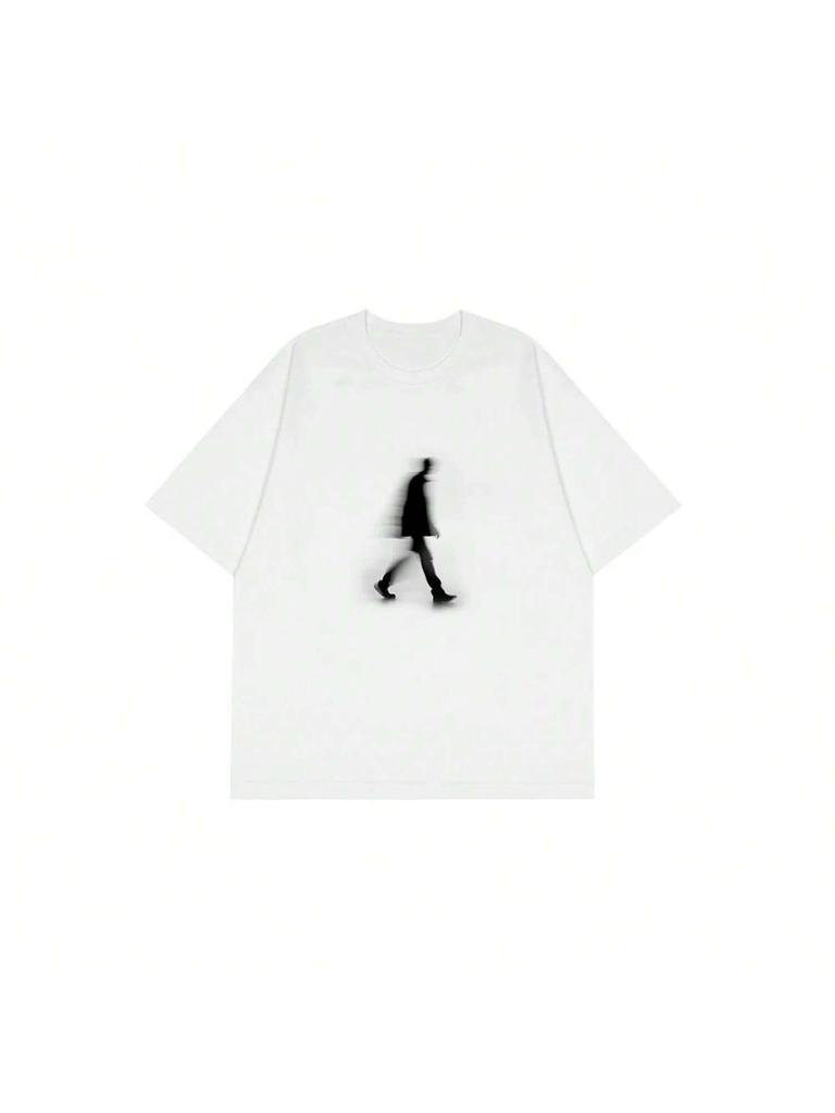 Blur People Overlapping Shadows Printed T-Shirts Men Women Creativity Summer Short Sleeve Street Style Oversized Casual Tops