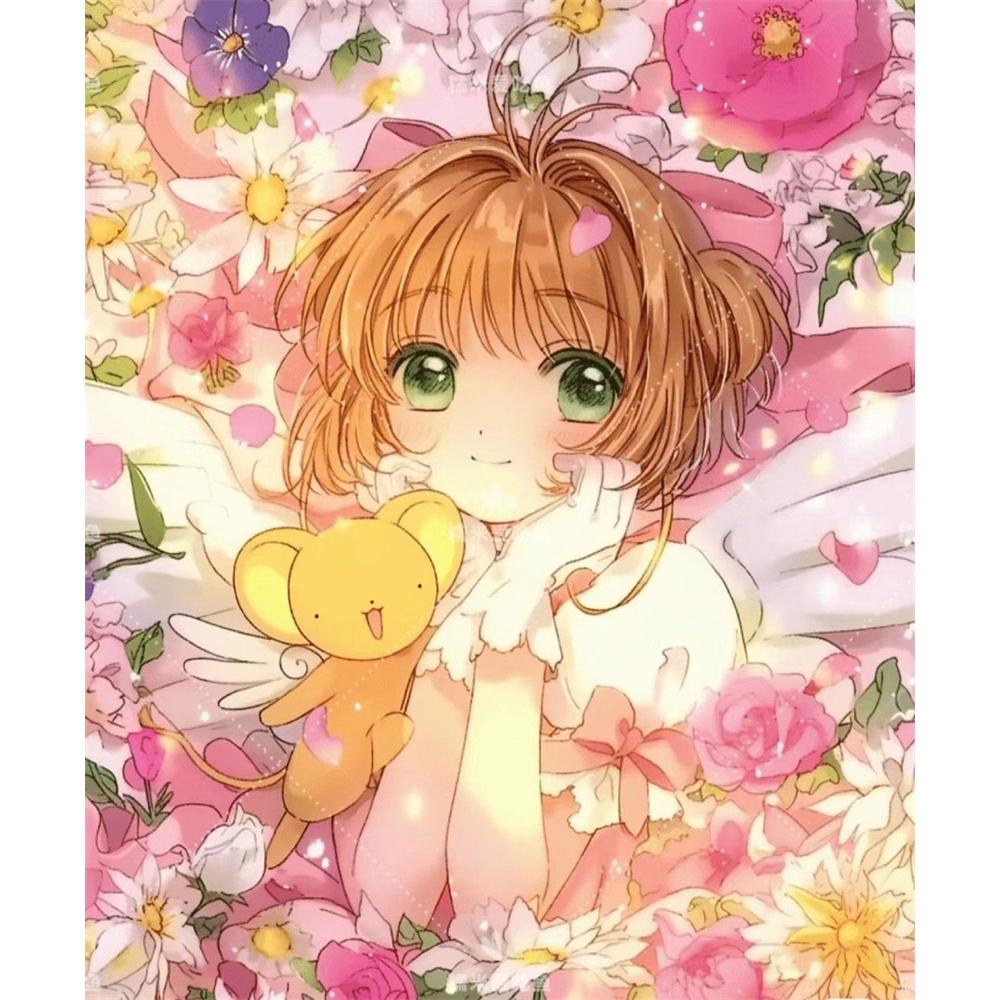 Sakura Card Captor Mosaik 5D DIY Handgefertigte Stickerei Kreuzstich Diamant Malerei Kits Runde_Quadratische Steine Rom Dekor