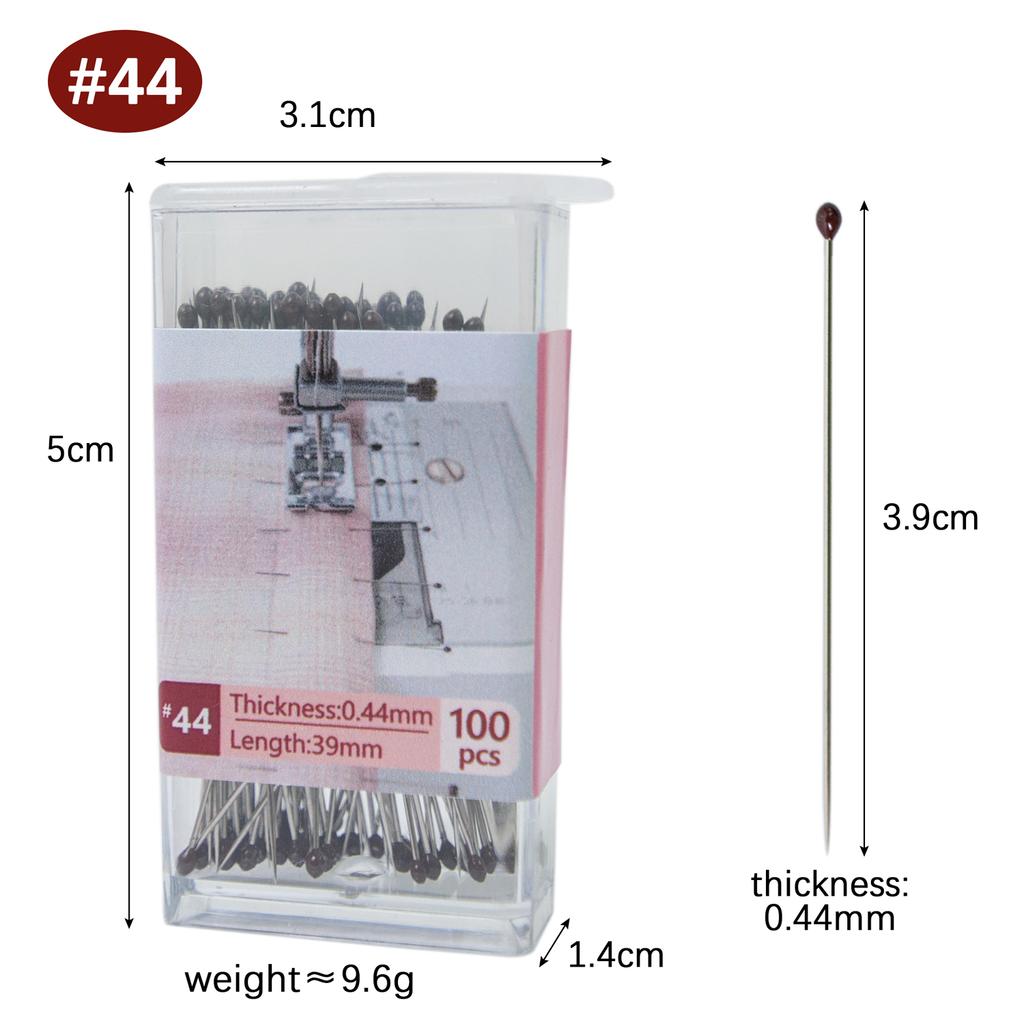 100PCS Extra Fine Sewing Pins, 0.29-0.54mm Stainless Steel Dressmaking Pins for Quilting & Delicate Fabrics
