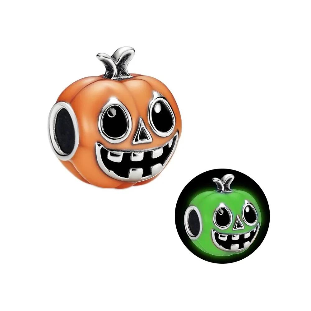 Copper Halloween Pumpkin Cart Magic Witch Ghost Original Charms Beads Fit Bracelet Jewelry Diy Women Birthday Gift Necklace