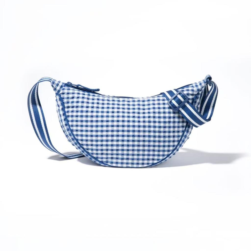 Casual Canvas Plaid Shoulder Bag Adjustable Strap Lightweight Nylon Crossbody Bag Hobo Bag Handbag Dumpling Ladies/Girls