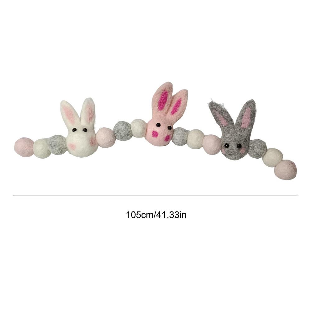 

Bunny Happy Easter Banner Felt Easter Garland Bohemia Door Banner Handmade Party Supplies Colorful Ball Wreath Decoration For белый