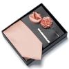 This solid color 4-piece men's tie gift set includes a brooch, corsage, and handkerchief. It's a perfect gift for Valentine's Da