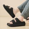 Fashion Thick Soled Slippers for Women's 2025  Summer New Outdoor Wear Double Strap Sandals Anti Slip Breathable Soft Soled Beach Shoes