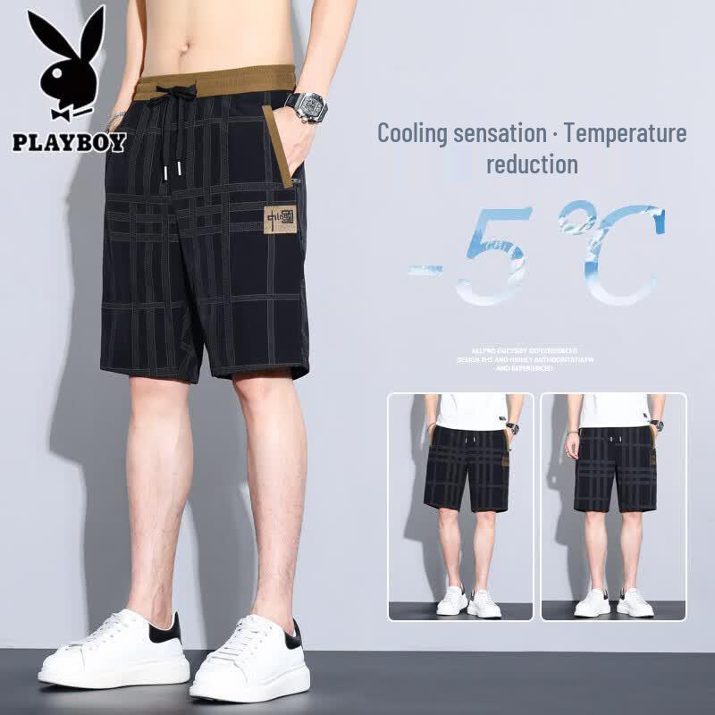 PLAYBOY Men's Ice Silk Casual Shorts