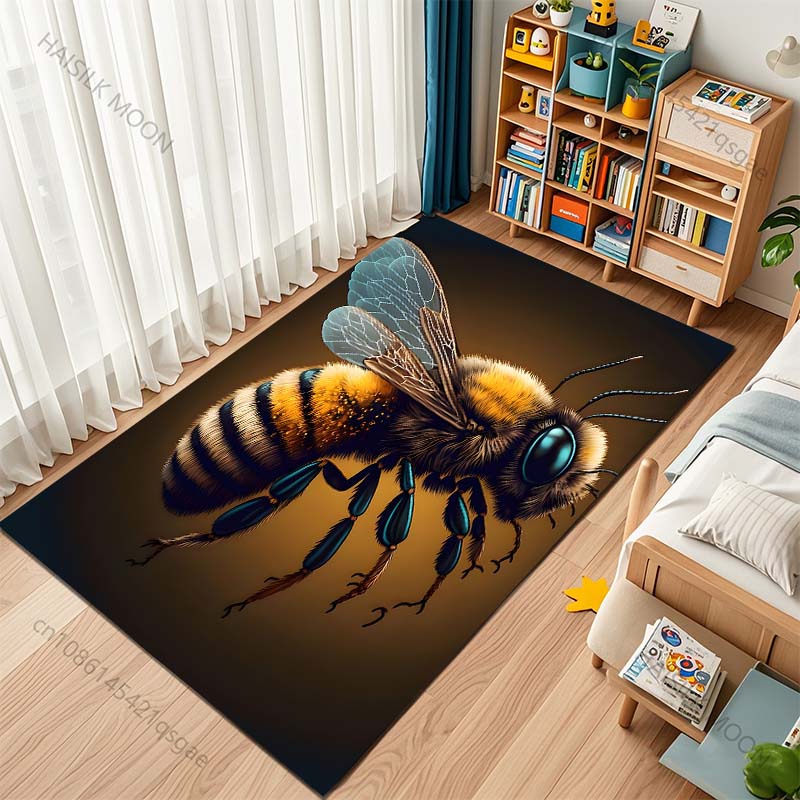 Bee Art Pattern Carpet for Living Room Bedroom Sofa Creative Doormat Home Decor Area Rugged Non-slip Mat Large Size