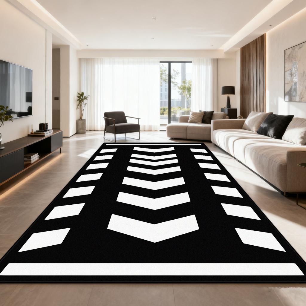 Black White Stripe Carpet Living Room Modern Style Decoration Sofa Side Non-slip Floor Mat Soft Washable Bedroom Cloakroom Rugs