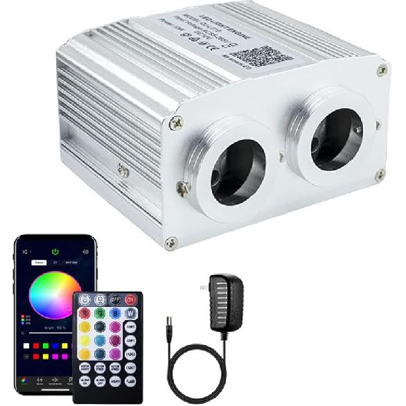 AZIMOM Bluetooth/RF Control 16W Music Mode Fiber Optic Light Source RGBW Light Box Engine for Car Home Star Ceiling Light Effect Decoration