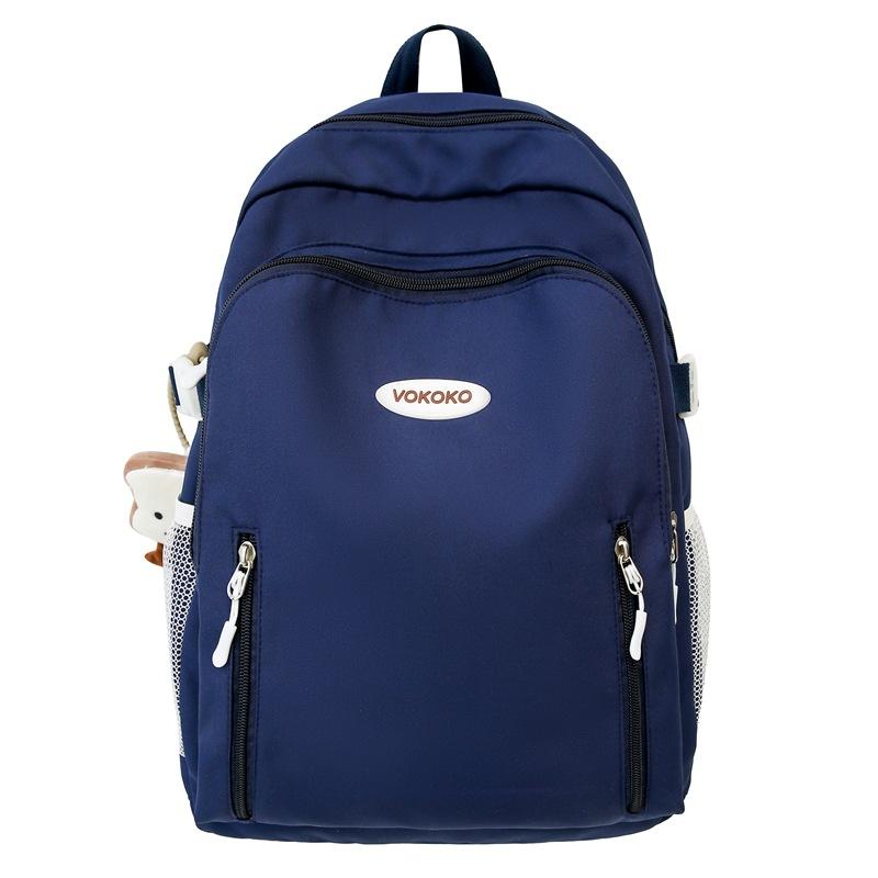 

Студенческий школьный рюкзак, однотонный женский рюкзак большой емкости темно-синий