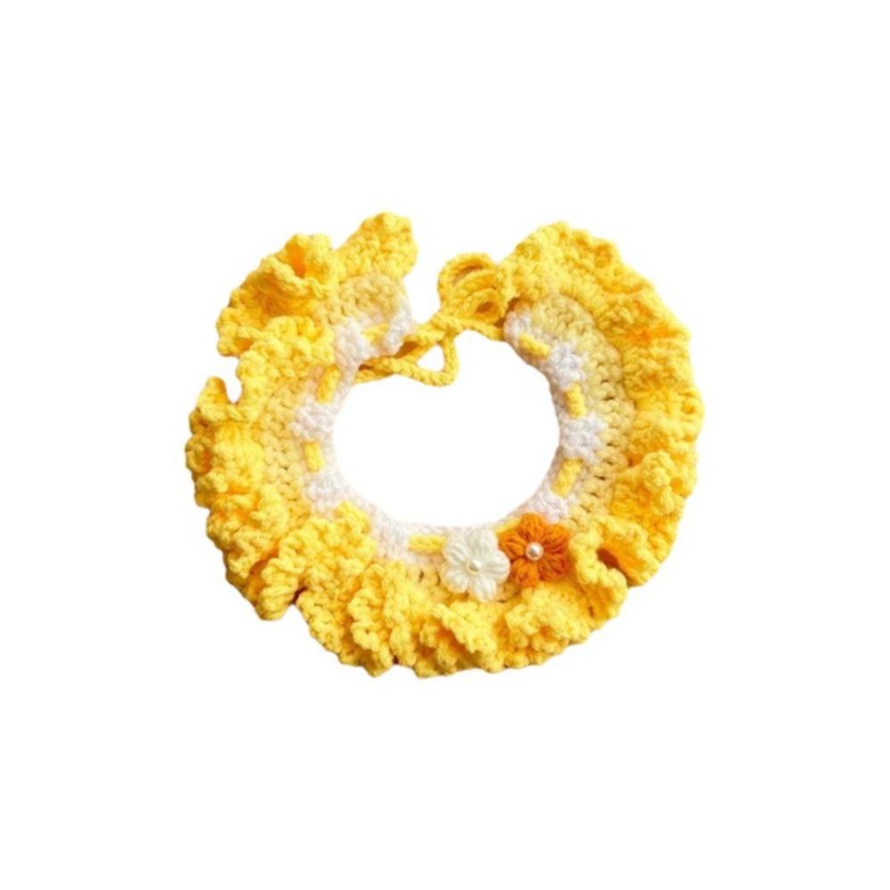 Adjustable Cozy Puppy Collar Flowers Pendant Dog Scarf Bib Stylish Saliva Towel  Daily Use