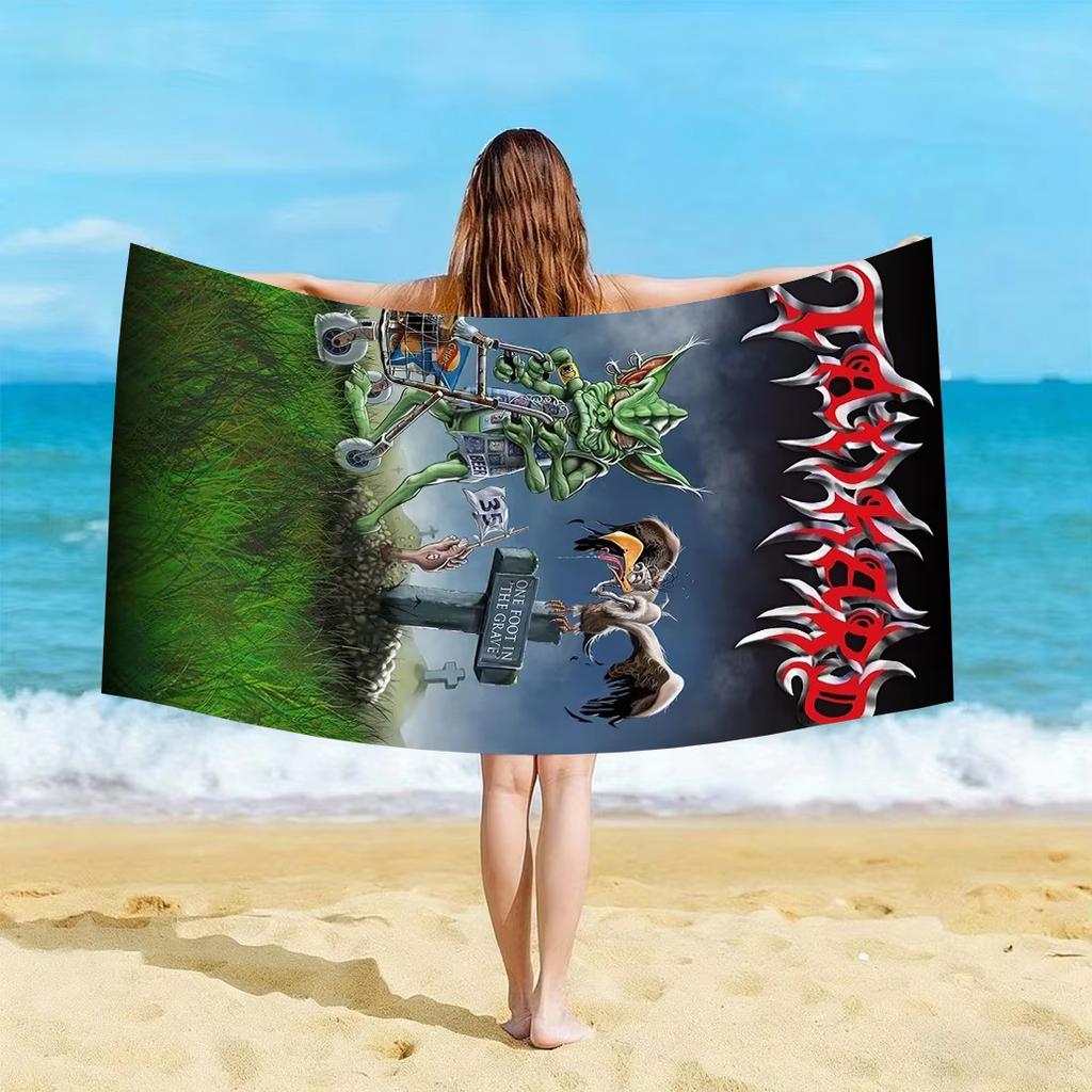 TTankard One Foot In The Grave Beach Towel Microfiber Quick Dry Teutonic Thrash Bath Towel For Pool Beach Travel Metal Fans Gift