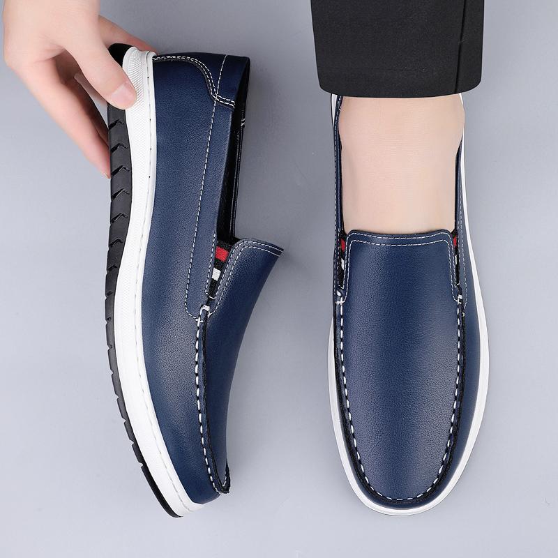 Fashion High Quality Split Leather Loafers Fashion Soft Soles Comfortable Business Office Shoes Men Slip-on Flat Bottomed Driving Shoes