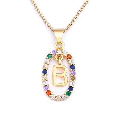 Nidin New Colorful 26 Letters A - Z Initial Alphabet Pendant Long Chain Necklace Jewelry Women Accessories Gift