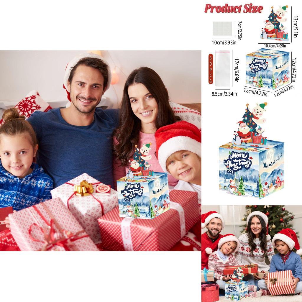 Christmas Snow Scene Party Decor Cash Box With Blue Paper Material For Holiday Celebrations