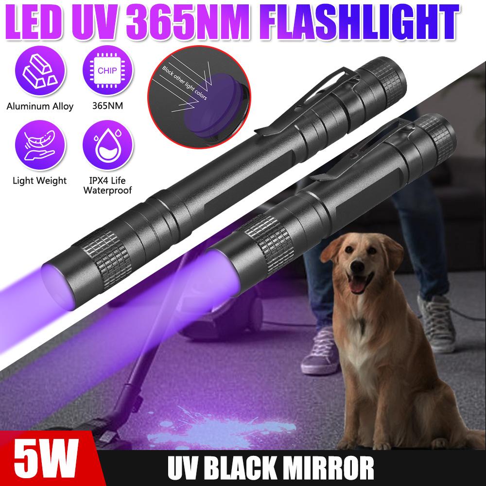 Mini UV Flashlight 365/395nm Black Light LED UV Flashlight Handheld Ultraviolet Flashlight Portable Detector Torch Light for Pet