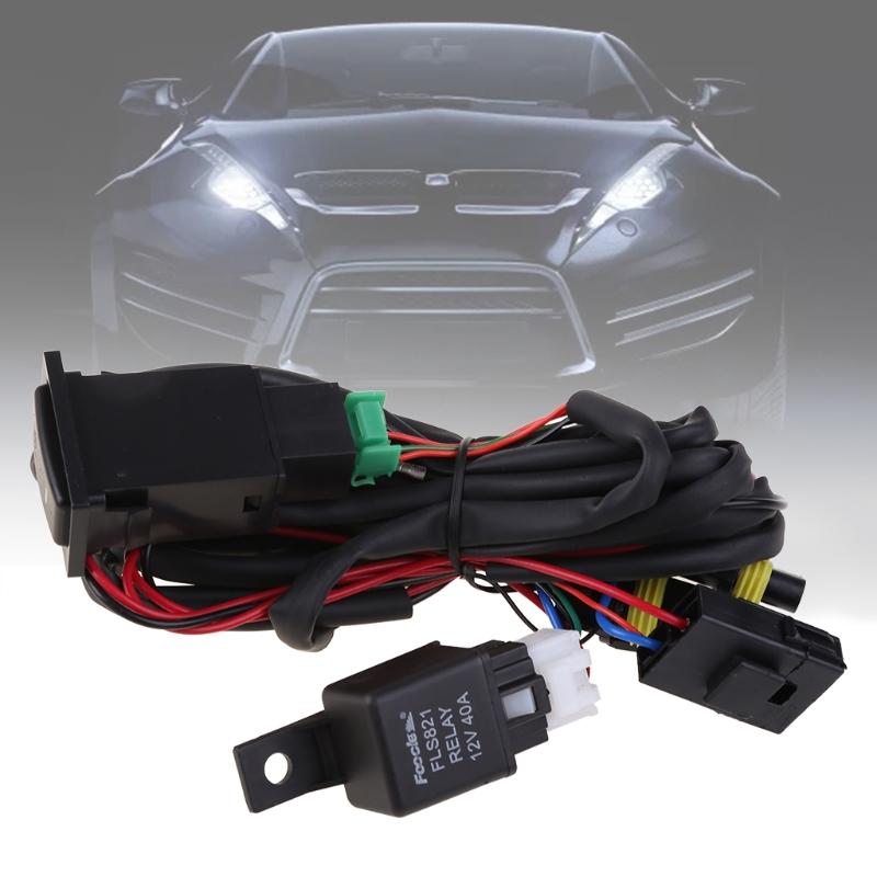 Auto Body Parts for DC 12V 40A Fog Light Wiring Harness with Button Fog L